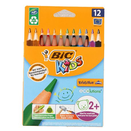 BIC Kids Evolution Triangle 12 Colour Pencils -Easy to sharpen