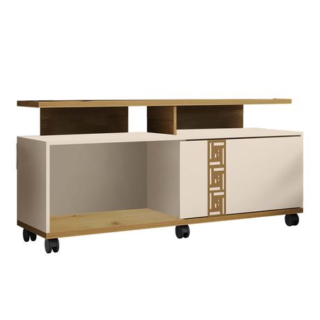 Linx Rack Topazio Entertainment TV Stand - White & Brown Buy Online in Zimbabwe thedailysale.shop