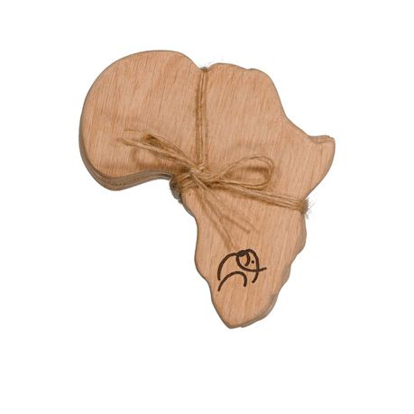 Weathered Oak African Shape Coaster Set of 4 with Ellie Design Buy Online in Zimbabwe thedailysale.shop