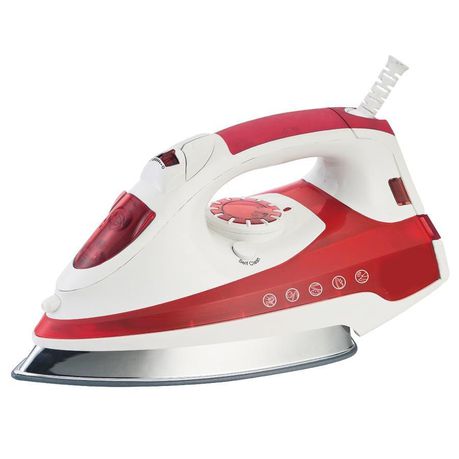 2000W Steam Iron - Vertical, Self Cleaning & Teflon Soleplate - Red/White