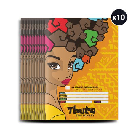 Thuto A4 72 Pages Feint & Margin Exercise Books (Pack Of 10) - Soul Sister