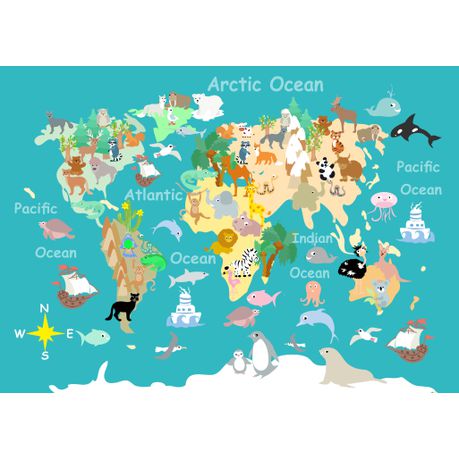 Waltex Kiddies World Map 2 Rug - 120 x 180cm Buy Online in Zimbabwe thedailysale.shop