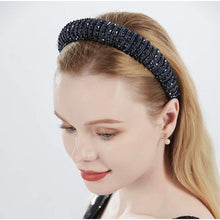 Load image into Gallery viewer, Navy Blue Crystal Beaded Rhinestone Headband/Alice Band/Hairband
