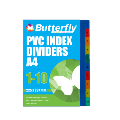 Butterfly File Dividers 140 Micron Pp - Numbered 1-10 (Pack Of 5) Buy Online in Zimbabwe thedailysale.shop