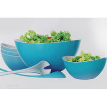 Load image into Gallery viewer, Summer Living 7pcs Fruit and Salad Bowl Set - 4 Bowls, Spoon &amp; Fork - Blue
