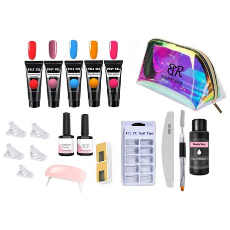 Colorful Polygel Kit with Mini UV LED nail lamp (Travel kit) Buy Online in Zimbabwe thedailysale.shop