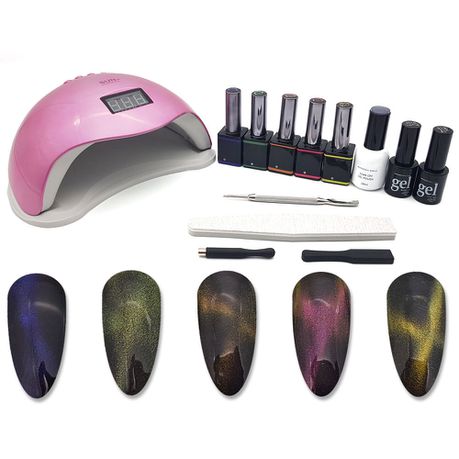 Magnetic Gel Nail Polish Starter Kit With 48W Nail Lamp - 9d Cat Eye Buy Online in Zimbabwe thedailysale.shop