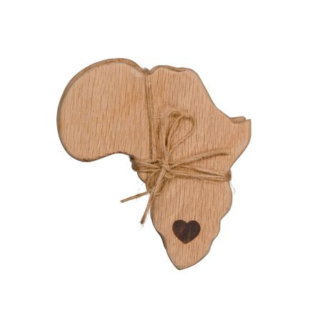 Weathered Oak African Shape Coaster Set of 4 with Heart Design Buy Online in Zimbabwe thedailysale.shop