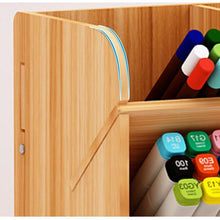 Load image into Gallery viewer, 6-Tier Multi-Function DIY Wooden Pen Holder with Pull-Out Drawer
