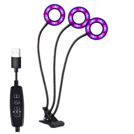 360-Degree Rotary 3 Head Clip Holder Full Spectrum LED Grow Light Buy Online in Zimbabwe thedailysale.shop