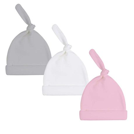 PepperSt Baby Collection – Baby Single Knot Beanie Hat - White/Grey/Pink Buy Online in Zimbabwe thedailysale.shop