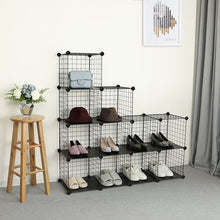 Load image into Gallery viewer, Knight 12 Cube Stackable Wire Mesh Shelf Cubic Storage for Home Office
