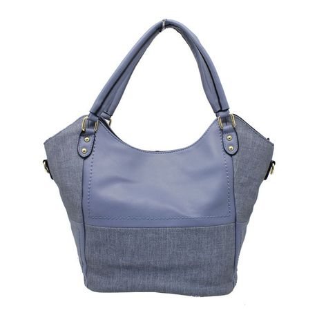 Blackcherry Double Compartment Patch Tote-Blue