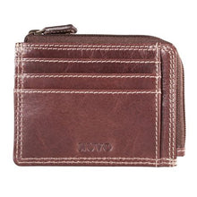 Load image into Gallery viewer, NUVO - AW140 Brown Leather Credit Card Wallet With Zip Pocket
