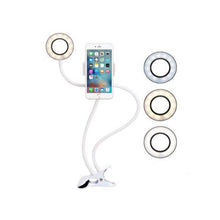 Load image into Gallery viewer, Selfie Ring Light with Smartphone Clip and Desktop Mount
