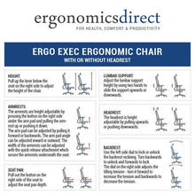 Load image into Gallery viewer, Ergo Exec Ergonomic chair with headrest
