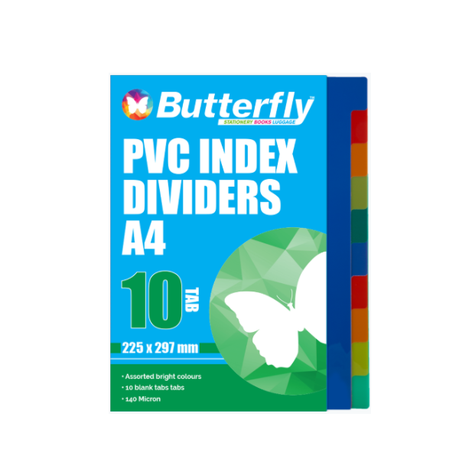 Butterfly File Dividers 140 Micron Pp - 10 Dividers (Pack Of 5) Buy Online in Zimbabwe thedailysale.shop