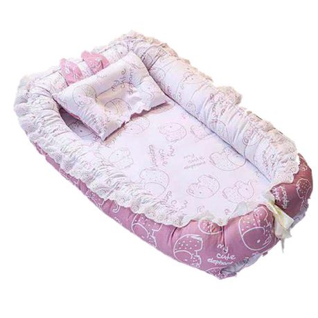 Portable Baby Bassinet - Pink Elephants