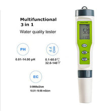 Load image into Gallery viewer, Ec, pH and Temperature 3 in 1 Water Meter
