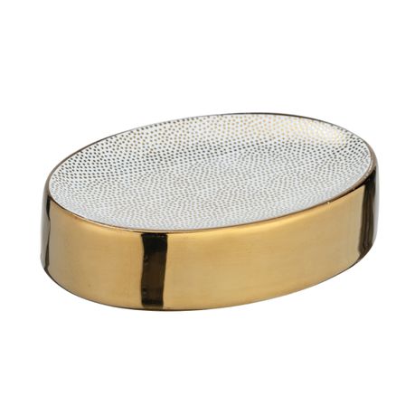 Wenko – Soap Dish – Nuria Range – Gold/White - Ceramic Buy Online in Zimbabwe thedailysale.shop