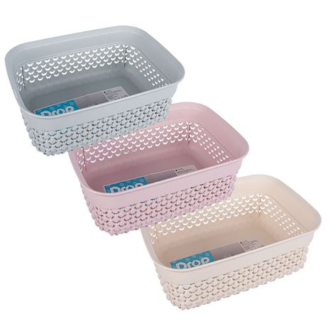 Bulk Pack x 6 Basket Plastic 18x13x6cm 1,1L Drop Design Buy Online in Zimbabwe thedailysale.shop