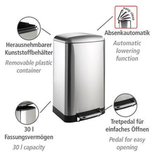 Load image into Gallery viewer, Wenko - Pedal Bin 30L - Studio Range -  Easy-Close - Stainless Steel
