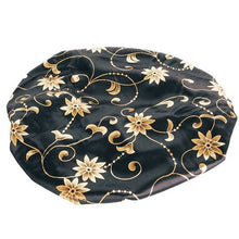 Load image into Gallery viewer, Wide Band Sleep Bonnet Cap - Black &amp; Gold
