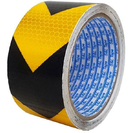 Reflective Tape Yellow Black Arrow 50mm 5m