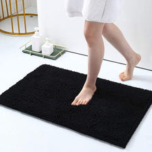 Load image into Gallery viewer, Chenille Microfibre Luxury Bathroom Bath Mat Quick Dry Black Large
