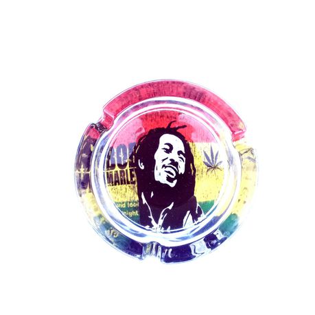 Bob Marley Rasta Color Glass Round Ashtray