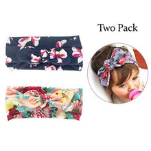 Load image into Gallery viewer, 2 Piece Soft Stretchy Baby Girl Floral Knotted Hair Bow Tie Headbands
