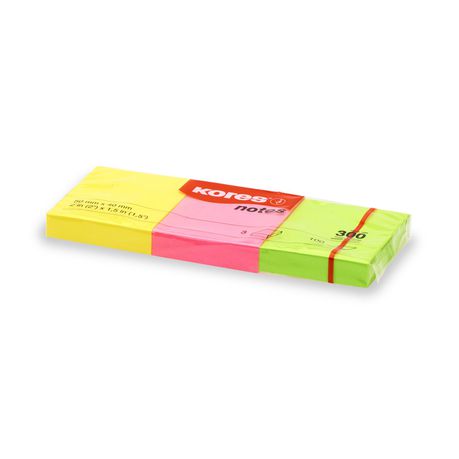 Kores Multi-Colour Neon Notes 40 x 50mm Pack of 3