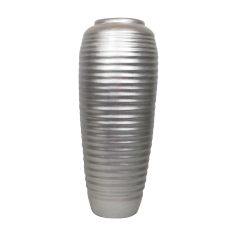 Vase Ceramic 56cm Ribbed Bulb Silver Buy Online in Zimbabwe thedailysale.shop