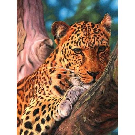 Diamond Painting DIY Kit - Full Drill Square Dot - Leopard On Tree Buy Online in Zimbabwe thedailysale.shop