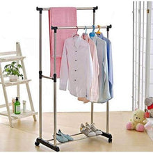 Load image into Gallery viewer, Double Pole Telescopic Clothes Rail Rack
