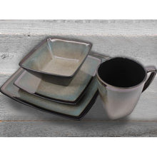 Load image into Gallery viewer, 16 Piece Couture Banded Border Square Stoneware Set - Reactive Cream/Blue
