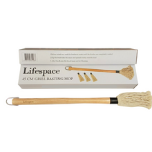 Load image into Gallery viewer, Lifespace 45cm BBQ braai basting mop brush with 3 spare heads
