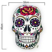 Load image into Gallery viewer, Sugar Skull Shaped Scatter Cushion - 45x32cm
