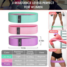 Load image into Gallery viewer, Set of 3 Hip Resistance Exercise Bands Includes Mesh Carry Bag
