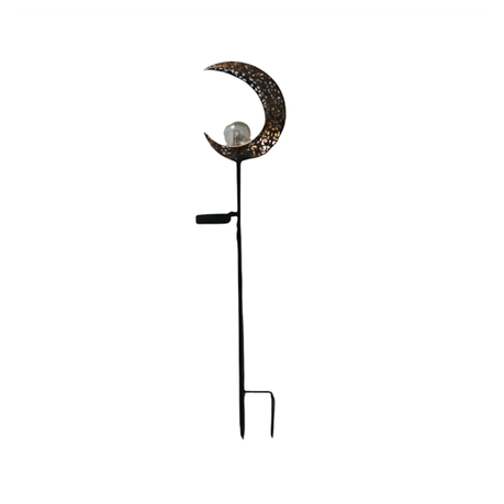 Décor Garden Peg Bronze Moon Decoration with Solar LED Light