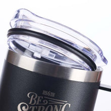 Load image into Gallery viewer, Be Strong Ephesians 6:10, Black -Stainless Steel Camp Style Mug
