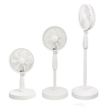 Load image into Gallery viewer, 3 Segment Height Adjustable LED Lights USB Rechargeable Standing Fan-White
