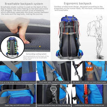 Load image into Gallery viewer, 75 Litre Outdoor Camping Backpack - Blue
