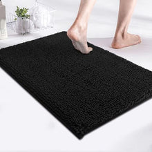 Load image into Gallery viewer, Chenille Microfibre Luxury Bathroom Bath Mat Quick Dry Black Large
