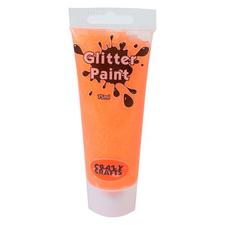 Crazy Crafts Acrylic Glitter Paint - Neon Orange Glitter