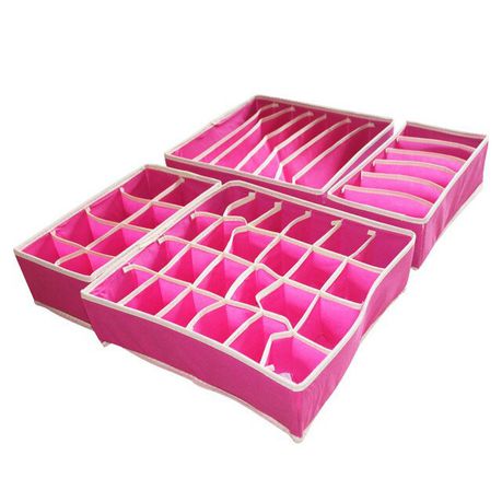 Pink Foldable Closet Underwear Organizer ( 4 Piece Set)