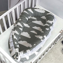 Load image into Gallery viewer, Mamakids Portable Baby Nest and Co-Sleeper - Grey with White Clouds
