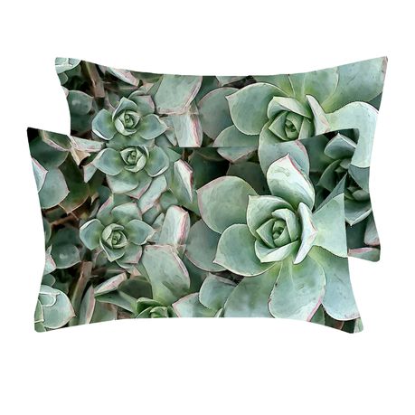 I Love it Here - Two Luxury Satin Succulent Green Pillowcases Buy Online in Zimbabwe thedailysale.shop