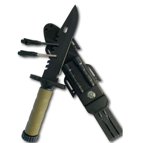 Dealer Direct Survival Knife - Sheath, Compass, Whetstone & Whistle Buy Online in Zimbabwe thedailysale.shop