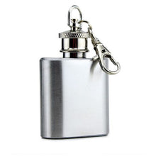 Load image into Gallery viewer, Mini Stainless Steel Key Chain Hip Flask - Travel Size 1oz
